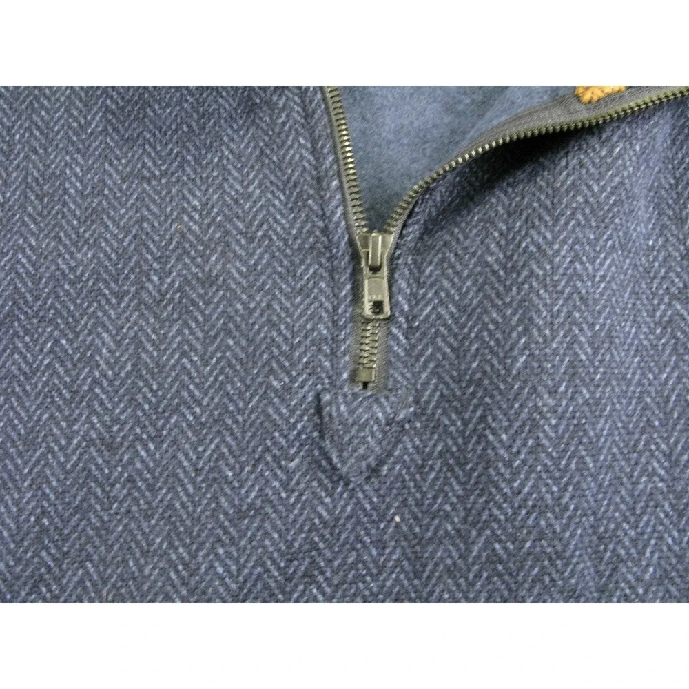 Jeremiah Mens XXL Blue Herringbone‎ Quarter Zip Fleece Sweater Jacket #2105